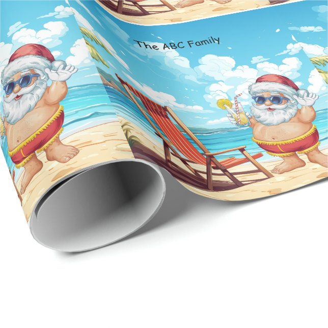 Papel De Regalo NAVIDADES de SANTA CLAUS en julio en la playa (Esquina del rollo)