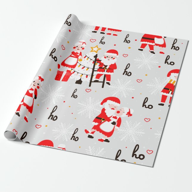Papel De Regalo Navidades de Santa Claus Gray (Desenrollado)