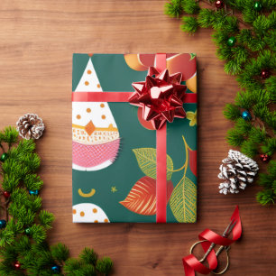 Papel De Regalo Navidades de Santa Claus Patrón retro de juguetes