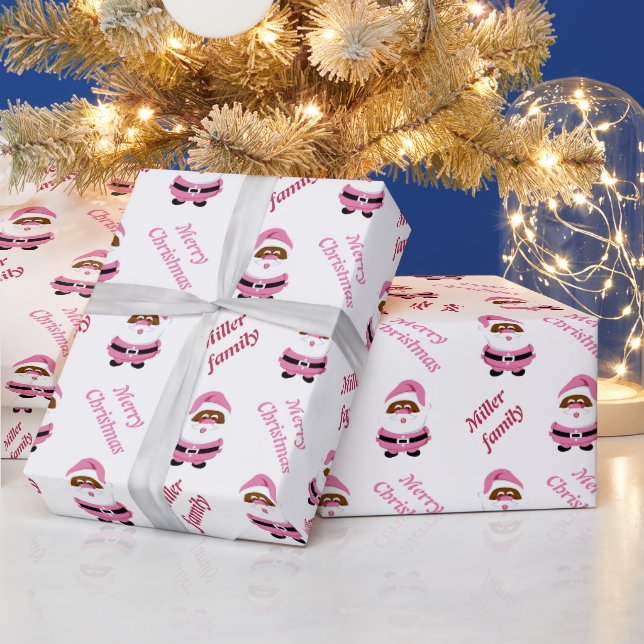 Papel De Regalo Navidades de Santa Claus rosados (Vacaciones)