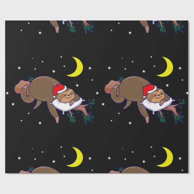 Papel De Regalo navidades de santa claus sloth (Superficie plana)
