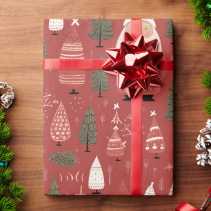 Papel De Regalo Navidades de Santa Claus y Pine Tree