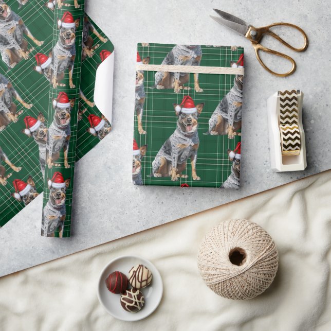 Papel De Regalo Navidades de Santa Dog de Blue Heeler (Artesanía)
