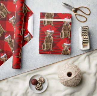 Papel De Regalo Navidades de Santa Dog recuperadores de bizcocho r