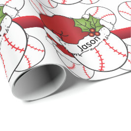 Papel De Regalo Navidades de Santa Hat de béisbol | Nombre DIY