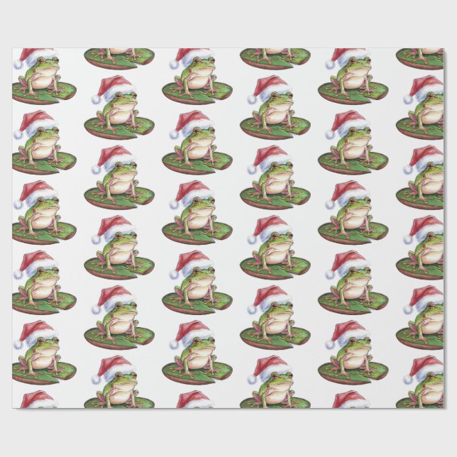 Papel De Regalo Navidades de Santa Hat de Rana Cute de moda (Superficie plana)
