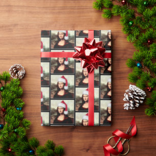 Papel De Regalo Navidades de Santa Hat Mona Lisa