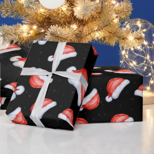 Papel De Regalo Navidades de Santa Hat patrón fondo negro