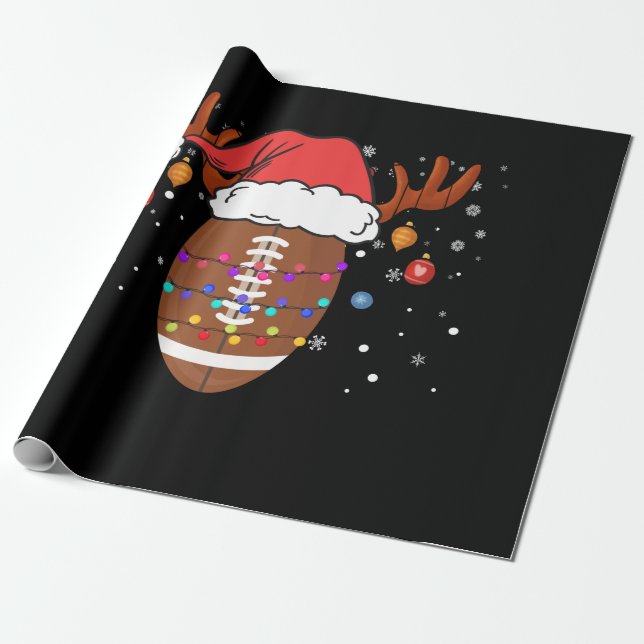 Papel De Regalo Navidades de Santa Hat, renos de fútbol divertidos (Desenrollado)