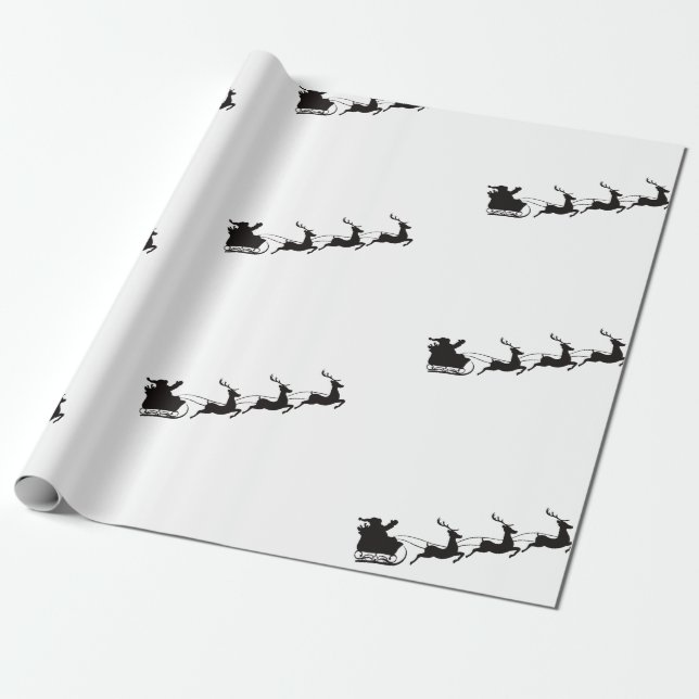 Papel De Regalo Navidades de Santa Sleigh y renos (Desenrollado)