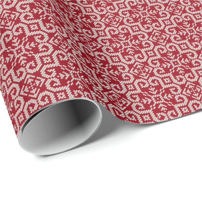 Papel De Regalo Navidades de Scandi Knit Sweater Red (Esquina del rollo)