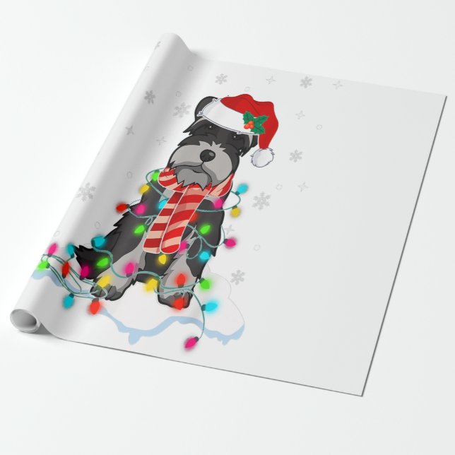 Papel De Regalo Navidades De Schnauzer Alumbran Con Santa Hat (Desenrollado)
