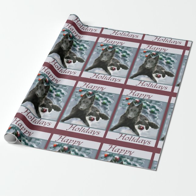 Papel De Regalo Navidades de Sheepdog de Bélgica (Desenrollado)