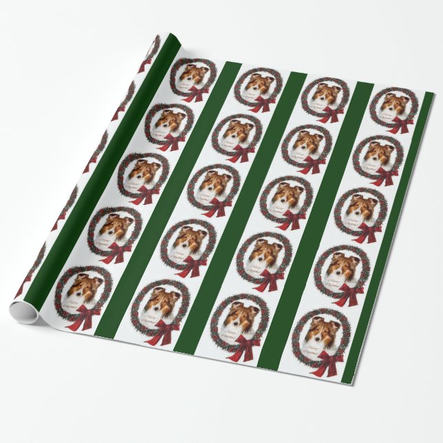 Papel De Regalo Navidades de Shetland Sheepdog Sheltie (Desenrollado)