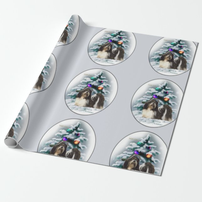 Papel De Regalo Navidades de Shih Tzu (Desenrollado)