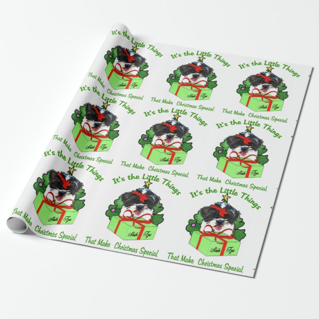 Papel De Regalo Navidades de Shih Tzu (Desenrollado)