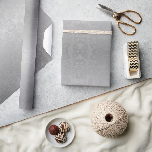 Papel De Regalo Navidades de Silver Ombre Damask (Artesanía)