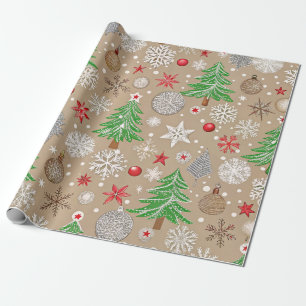 Papel De Regalo Navidades de Silvery Kraft festivo envolviendo pap