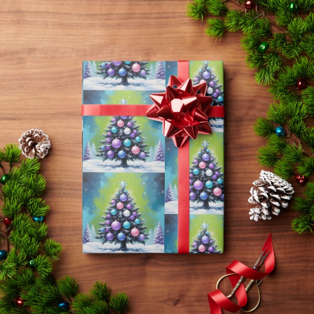 Papel De Regalo Navidades de sintonización de arte pop con violeta (Regalo de vacaciones)