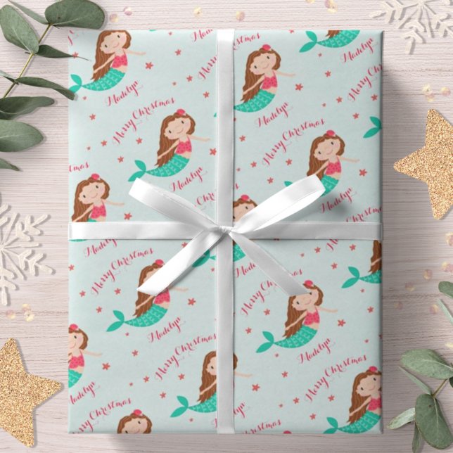 Papel De Regalo Navidades de Sirenas Red Aqua Personalizada (Subido por el creador)