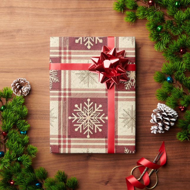 Papel De Regalo Navidades de Snowflake Plaid (Regalo de vacaciones)