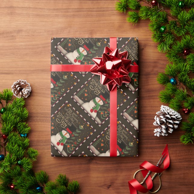 Papel De Regalo Navidades de Snowman amabilidad alegría inespiritu (Regalo de vacaciones)