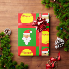 Papel De Regalo Navidades de Softball y Santa Fastpitch