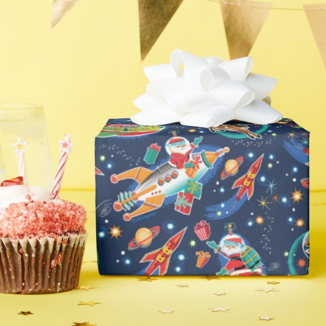Papel De Regalo Navidades de Space Age Santa (Fiesta de cumpleaños )