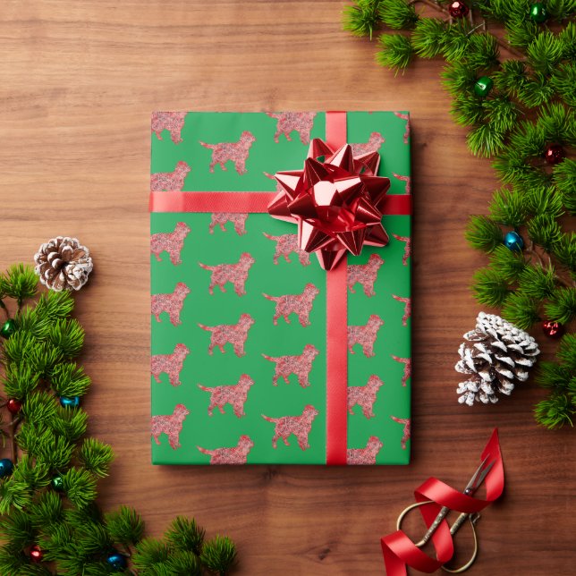 Papel De Regalo Navidades de Sprocker Español Perro Silhouette Gre (Regalo de vacaciones)