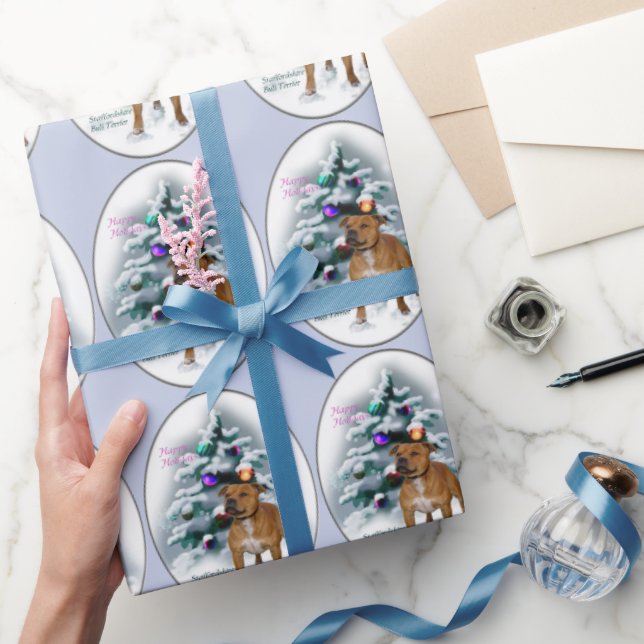Papel De Regalo Navidades de Staffordshire Bull Terrier (Regalar)