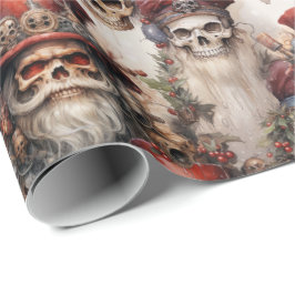 Papel De Regalo Navidades de Steampunk Santa Skulls