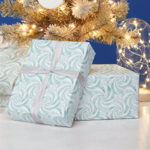 Papel De Regalo Navidades de Swirls White Swirls Aqua Mint