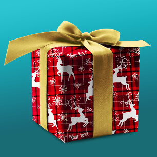 Papel De Regalo Navidades de tartán rojos de reno
