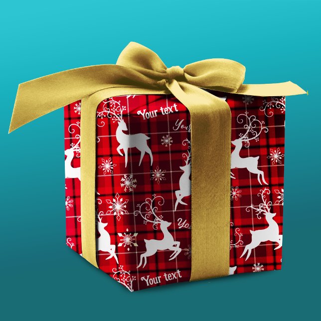 Papel De Regalo Navidades de tartán rojos de reno (Subido por el creador)