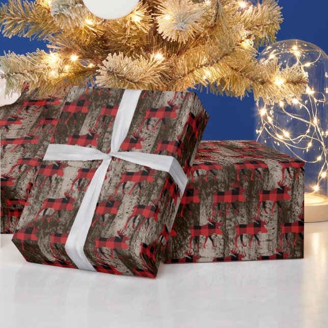 Papel De Regalo navidades de tejas de alce rústico (Vacaciones)