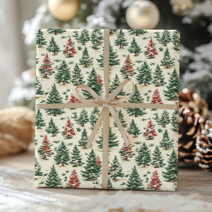 Papel De Regalo Navidades de tela de pino de época victoriana