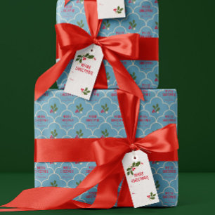 Papel De Regalo Navidades de tela de vieiras azules Personalizado