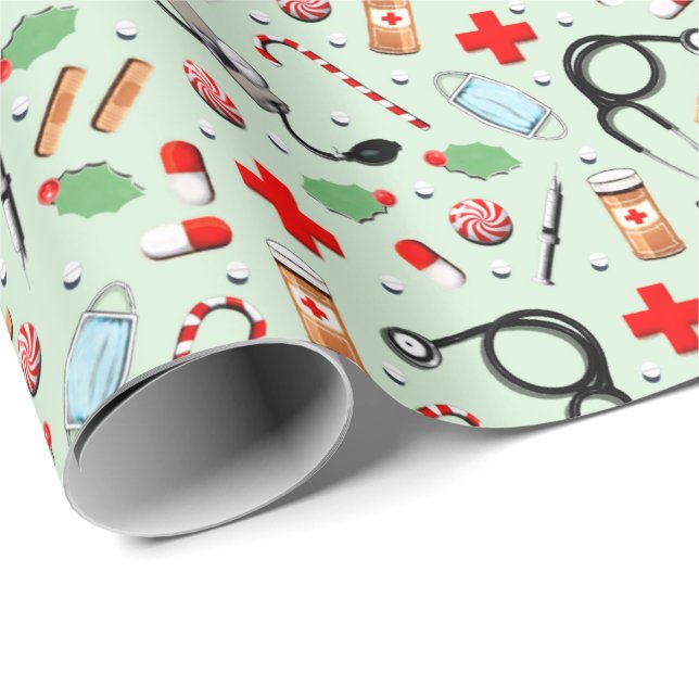 Papel De Regalo Navidades de temas médicos (Esquina del rollo)