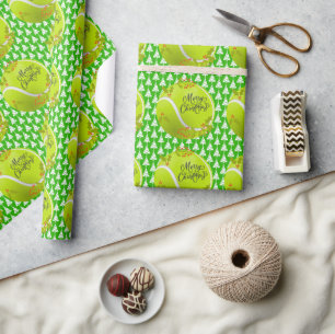 Papel De Regalo Navidades de tenis con pelota de tenis y Santa