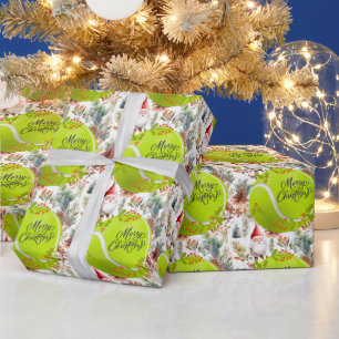 Papel De Regalo Navidades de tenis con pelota de tenis y Santa