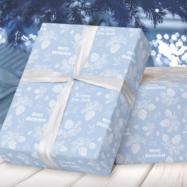 Papel De Regalo Navidades de texto con nombre azul de patrón de co