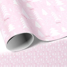 Papel De Regalo Navidades de texto de nombres de invierno de árbol