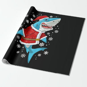 Papel De Regalo Navidades de tiburones dan a niños Santa Sharkmas