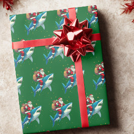 Papel De Regalo Navidades de tiburones dan su regalo a Santa Claus