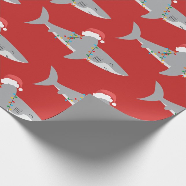Papel De Regalo Navidades de tiburones graciosos (Esquina)