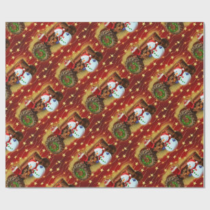 Papel De Regalo Navidades de tractores rojos viejos de Frosty