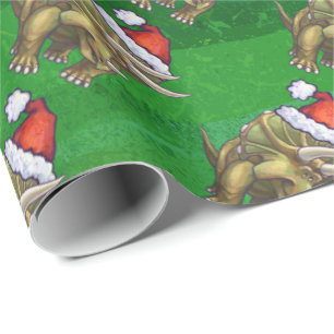 Papel De Regalo Navidades de Triceratops Green