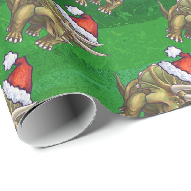 Papel De Regalo Navidades de Triceratops Green (Esquina del rollo)
