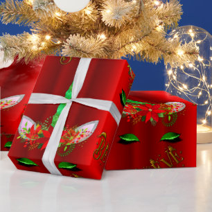 Papel De Regalo Navidades de Unicornio creen que rojo