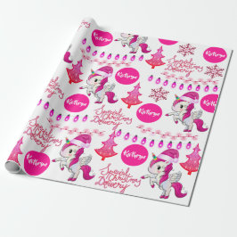 Papel De Regalo Navidades de Unicornios rosados personalizados